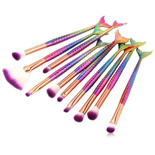 SET OF 10 piece MERMAID MAKE-UP  BRUSH KIT   - PROFESSIONAL TOOLS FOR YOUR MAKE-UP RAGIME