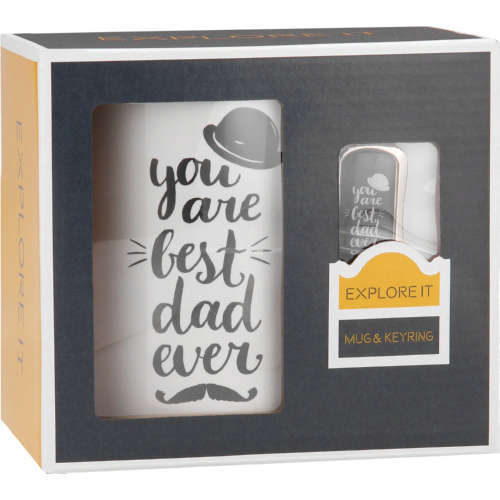 PERFECT BOXED GIFT FOR A GREAT DAD  A MUG FOR HIS COFFEE AND A KEYRING - BIRTHDAY OR FATHER'S DAY