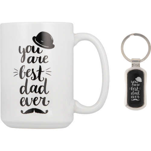 PERFECT BOXED GIFT FOR A GREAT DAD  A MUG FOR HIS COFFEE AND A KEYRING - BIRTHDAY OR FATHER'S DAY
