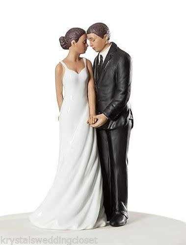`A TENDER MOMENT` BRIDAL COUPLE SOLID RESIN WEDDING CAKE TOPPER  - RARE FIND!