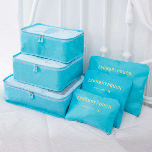 6 PIECE WATERPROOF LUGGAGE ORGANIZER BAGS - SEPARATES AND KEEPS CLOTHING TIDY AND ORGANIZED