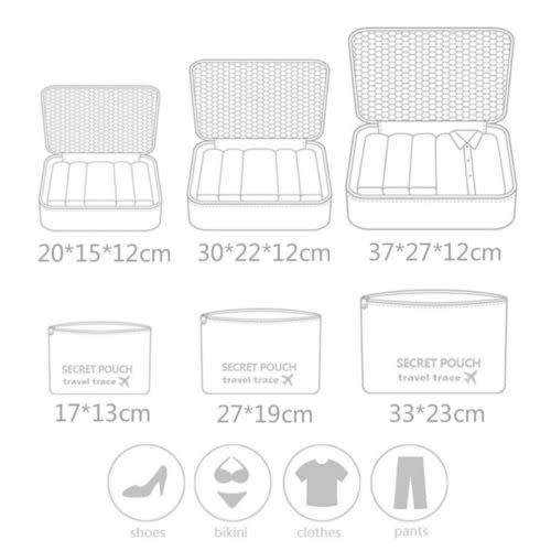 6 PIECE WATERPROOF LUGGAGE ORGANIZER BAGS - SEPARATES AND KEEPS CLOTHING TIDY AND ORGANIZED