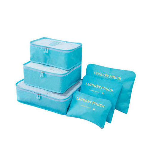6 PIECE WATERPROOF LUGGAGE ORGANIZER BAGS - SEPARATES AND KEEPS CLOTHING TIDY AND ORGANIZED