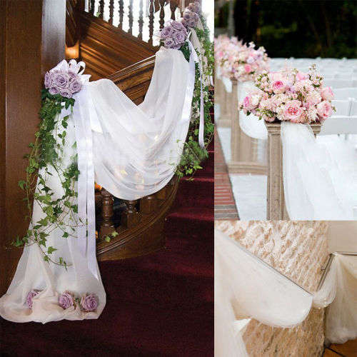 10M  x 75CM - WHITE DRAPING FOR WEDDING/BABY SHOWER OR ANY SPECIAL OCCASION