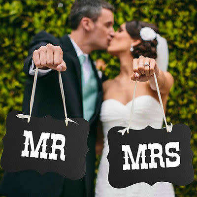 WEDDING DAY DECOR  LARGE "MR" "MRS" SET OF SIGNS FOR CHAIR, DECOR, PHOTO PROP  BLACK AND WHITE