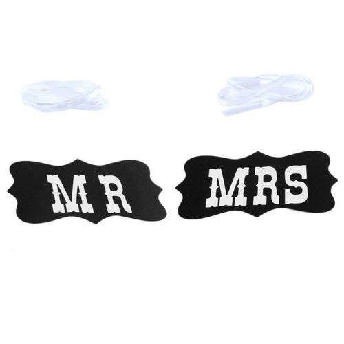 WEDDING DAY DECOR  LARGE "MR" "MRS" SET OF SIGNS FOR CHAIR, DECOR, PHOTO PROP  BLACK AND WHITE