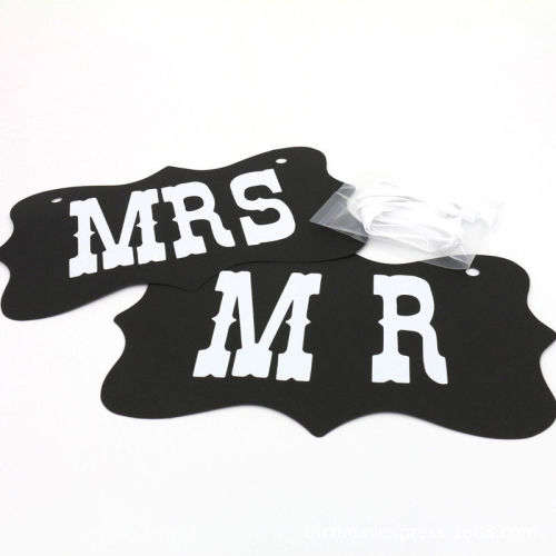WEDDING DAY DECOR  LARGE "MR" "MRS" SET OF SIGNS FOR CHAIR, DECOR, PHOTO PROP  BLACK AND WHITE