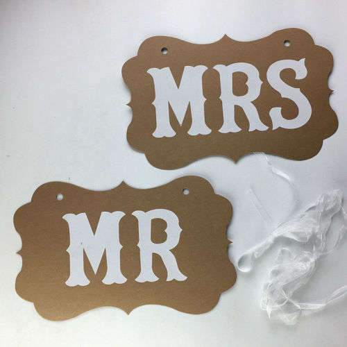 SHABBY CHIC WEDDING DECOR  LARGE "MR" "MRS" SET OF SIGNS FOR CHAIR, DECOR, PHOTO PROP