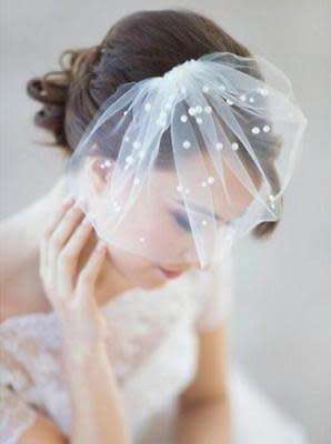 GORGEOUS PURE WHITE - BLUSHER VEIL BRIDAL VEIL WITH COMB -  FAUX PEARL DETAIL