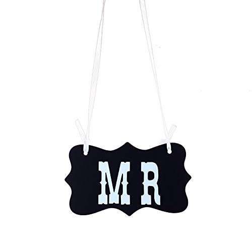 WEDDING DAY DECOR  LARGE "MR" "MRS" SET OF SIGNS FOR CHAIR, DECOR, PHOTO PROP  BLACK AND WHITE