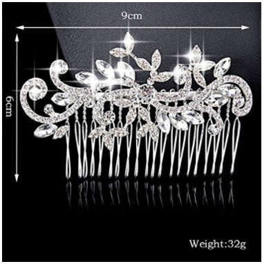 SALE!!  ELEGANT WEDDING BRIDAL HAIR COMB/SLIDE -  CRYSTAL - METAL - BEAUTIFULLY CRAFTED
