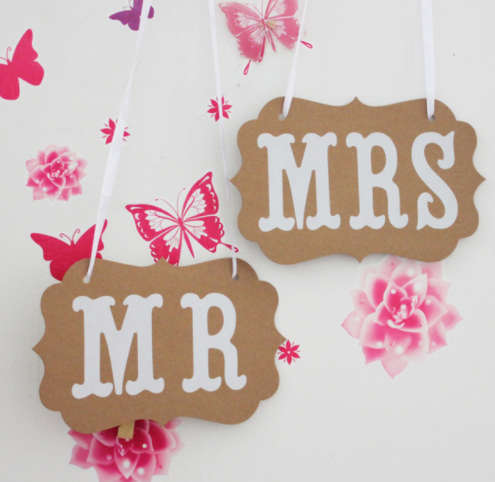 SHABBY CHIC WEDDING DECOR  LARGE "MR" "MRS" SET OF SIGNS FOR CHAIR, DECOR, PHOTO PROP