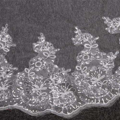 EXQUISITE AND LUXURIOUS   -  WHITE - 4M VEIL WITH SEQUINS AND LACE EDGE - WITH COMB - ALSO IN IVORY