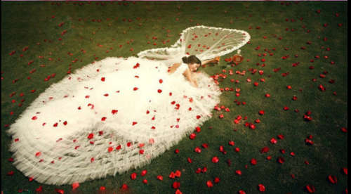 100 BRIGHT RED SATIN PADDED MATERIAL HEARTS - USE FOR TABLE DECOR/ROMANTIC SETTING