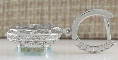 ELEGANT AQUAMARINE CZ STONES IN SILVER PLATED HOOP EARRINGS