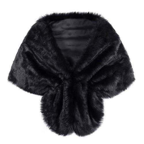 BRIDAL FAUX FUR SHOULDER SHAWL, WRAP, BOLERO - BLACK - AVAILABLE IN DIFFERENT COLOURS PLS C LISTINGS