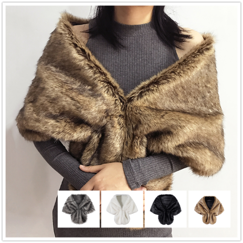 BRIDAL FAUX FUR SHOULDER SHAWL, WRAP, BOLERO - BLACK - AVAILABLE IN DIFFERENT COLOURS PLS C LISTINGS