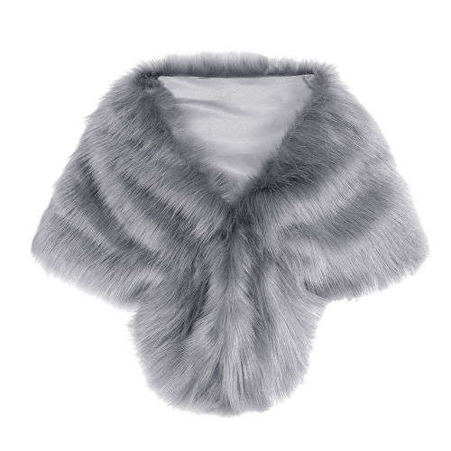 BRIDAL FAUX FUR SHOULDER SHAWL, WRAP, BOLERO  - SILVER GREY - OTHER COLOURS AVAILABLE