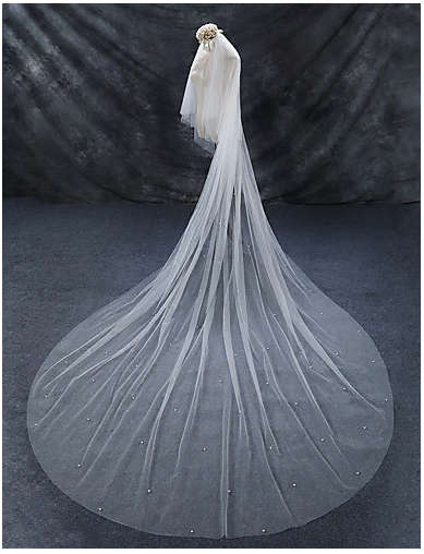 LUXURIOUSLY BEAUTIFULLY CRAFTED 2 TIER VEIL WITH BLUSHER-  3M IVORY  WITH CRYSTAL ELEMENTS