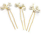 SET OF 3  HANDCRAFTED  HAIR ACCESSORY - GORGEOUS BRIDAL  PEARL AND CLEAR BEAD  HAIRPIN