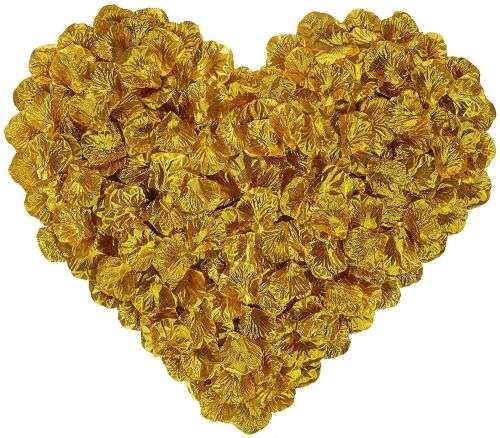 500 GOLD METALLIC SILK ROSE PETALS - PERFECT FOR 50TH ANNIVERSARY/XMAS DECOR