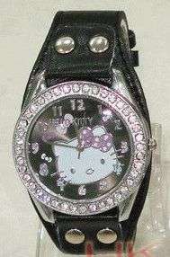 HELLO KITTY BLACK CRYSTAL LADIES WRIST WATCH