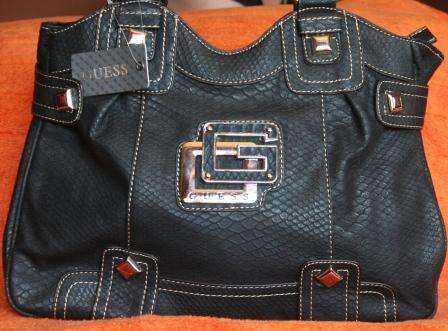 JUST ARRIVED FROM UK - BLACK GUESS WITH SILVER HARDWARE IN FAUX SNAKESKIN LEATHER