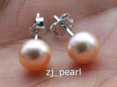GENUINE FRESHWATER PINK PEACH PEARL EARRINGS STUDS