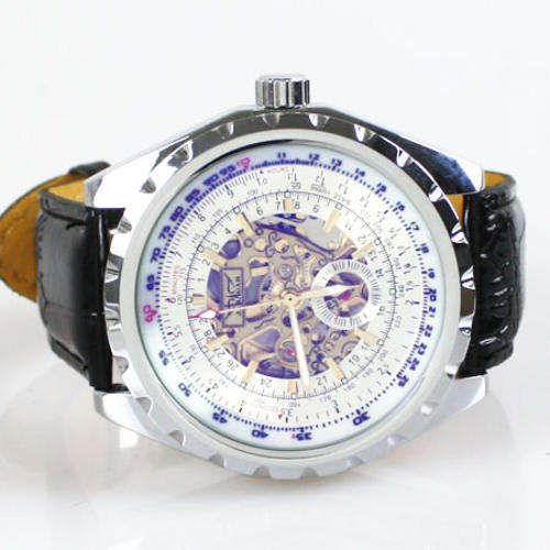 LARGE RUGGED MEN'S SPORT SKELETON WATCH WITH AUTO-MECHANICAL MOVEMENT