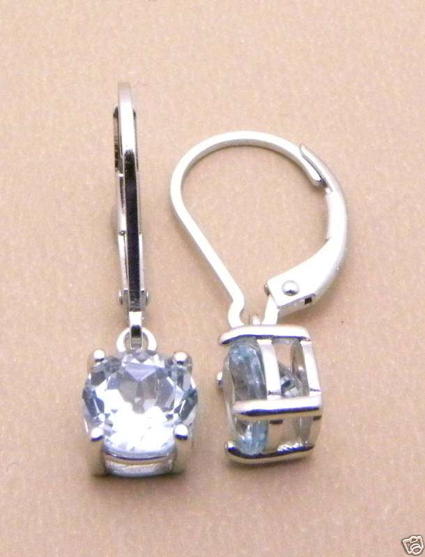 AMAZING AQUAMARINE LEVER BACK EARRINGS CRAFTED IN 925 SOLID STERLING SILVER