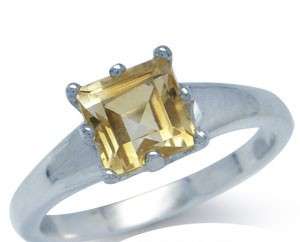 1ct GENUINE CITRINE SOLITAIRE RING SET IN 925 SOLID STERLING SILVER