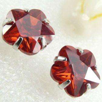 RAVENOUS RED RUBY QUARTZ EARRINGS IN HALLMARKED SILVER