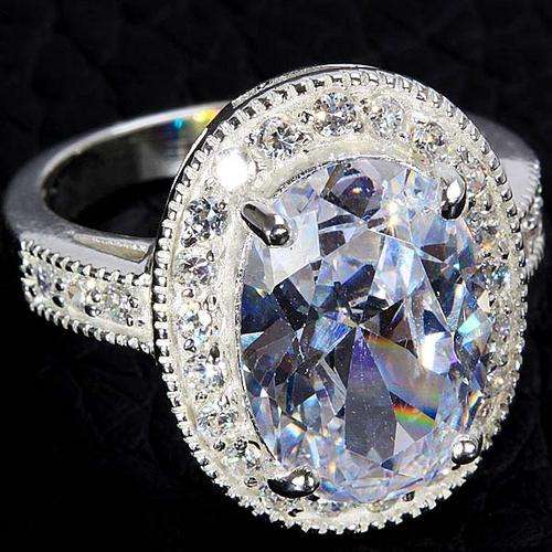 "AWESOME SAVING, GET IT NOW!" OVAL WHITE TOPAZ CZ RING CRAFTED IN HALLMARKED 925 STERLING SILVER