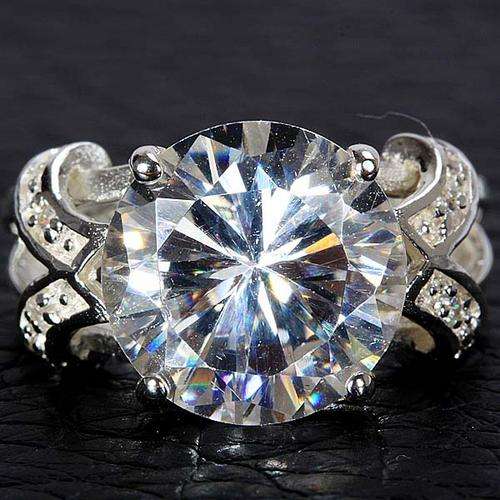 ROUND WHITE TOPAZ CZ RING CRAFTED IN HALLMARKED 925 STERLING SILVER