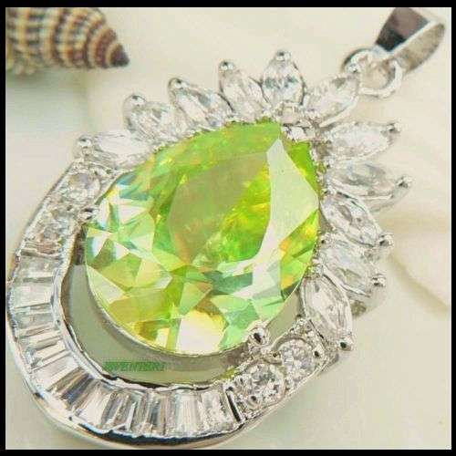 LIGHT GREEN & WHITE QUARTZ PENDANT CRAFTED IN 925 STERLING SILVER