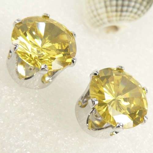 "WOW - TAKE A LOOK!" CITRINE QUARTZ STUD EARRINGS  IN  .925 STERLING SILVER