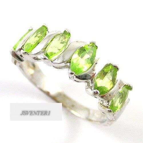 "PRICED TO GO"  GENUINE PERIDOT GEMSTONE RING  IN PURE STAMPED  925 STERLING SILVER