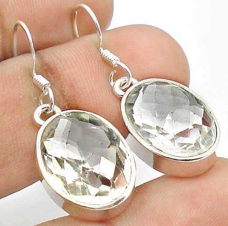 WONDERFUL WHITE TOPAZ DANGLING EARRINGS CRAFTED IN HALLMARKED 925 STERLING SILVER