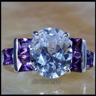 "AWESOME"  AMETHYST & WHITE TOPAZ CZ RING CRAFTED IN HALLMARKED 925 S/S