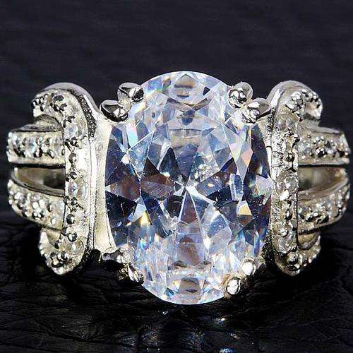 JUNOSQUE OVAL WHITE CZ RING CRAFTED IN HALLMARKED 925 STERLING SILVER