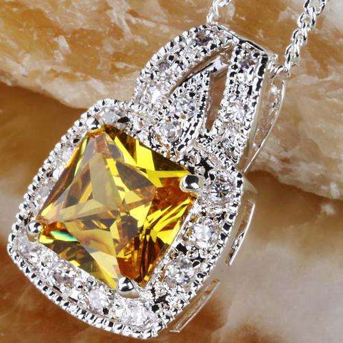 CITRINE CZ & WHITE TOPAZ  CZ  PENDANT IN HALLMARKED 925 STERLING SILVER
