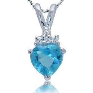 STUNNING SKY BLUE TOPAZ CZ & WHITE TOPAZ  PENDANT CRAFTED IN HALLMARKED .925 STERLING SILVER