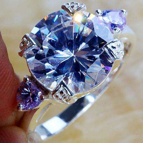 ENGAGEMENT RING - WHITE TOPAZ  CZ CRAFTED IN HALLMARKED SILVER