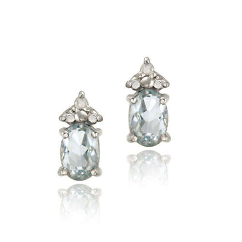 "WHEN WE SAY IT'S REAL, IT'S REAL!" GENUINE DIAMOND & BLUE TOPAZ EARRINGS IN .925 STERLING SILVER
