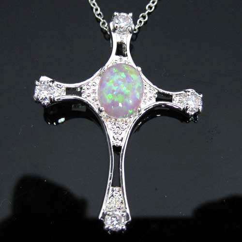" SPRING CLEARANCE SALE!!" PINK OPAL CROSS PENDANT & FREE CHAIN