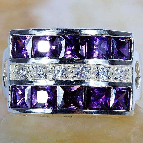 "GIVE-AWAY PRICE SALE!!!"  AMETHYST QUARTZ & WHITE QUARTZ  RING IN HALLMARKED 925