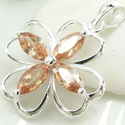 "PRETTY" MORGANITE QUARTZ GEMSTONE CRAFTED IN HALLMARKED  925 STERLING SILVER
