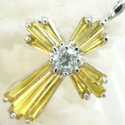 CITRINE QUARTZ GEMSTONE CROSS PENDANT CRAFTED IN 925 STERLING