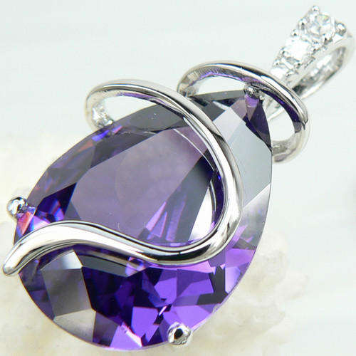 PEAR CUT AMETHYST QUARTZ & WHITE QUARTZ PENDANT CRAFTED IN 925 STERLING SILVER