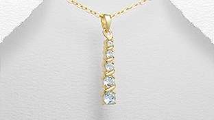 GENUINE NATURAL SKY BLUE TOPAZ GEMSTONE PENDANT CRAFTED IN 14K ITALIAN GOLD VERMEIL